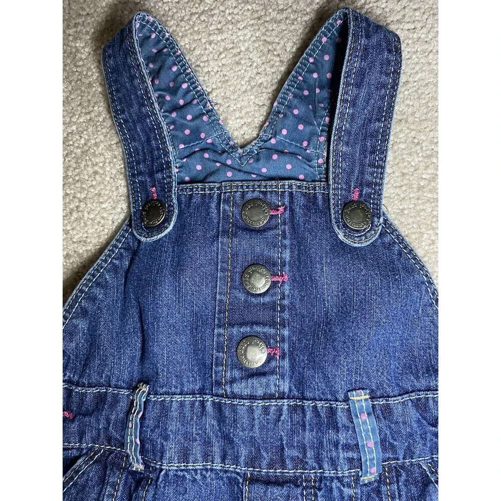 Genuine Baby by OshKosh Denim Floral Embroidered Overalls Size 9M
